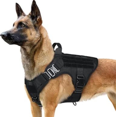 rabbitgoo Tactical Dog Harness for Large, Heavy Duty Pet Harness with Handle, No-Pull Service Vest Large Breed, Adjustable Military Dog Vest for Training Hunting Walking, Black, L - Image 1