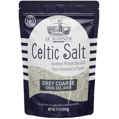 Le Marinier French Sea Salt Grey Coarse, 1.1lb - 18oz. Mineral Rich 100% Natural and Unrefined Celtic Salt Organic. Hand Harvested Mineral Sea Salt, Sel Gris (1.1lb Grey Coarse) - Image 1