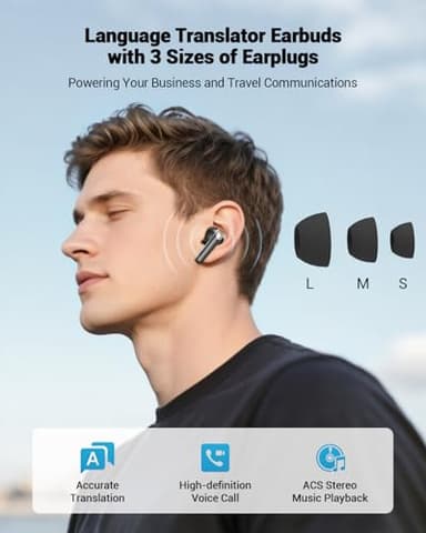 Ai Translation Earbuds Real Time, Language Translation Earbuds,Supports 144 Languages Online Translation,TWS Language Translator Earphone with Bluetooth and APP,Fit iOS & Android for Travel Business - Image 2