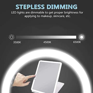 deweisn Folding Lighted Makeup Mirror with 72 LEDs 3 Colors Light Modes USB Rechargable 1800mA Batteries Portable Ultra Thin Compact Vanity Mirror Dimmable Travel Mirror - Image 4