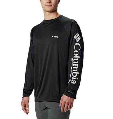 Columbia Men's PFG Terminal Tackle Long Sleeve Fishing Shirt, Black/Cool Grey Logo, Small - Image 4