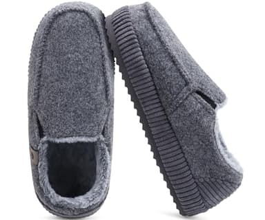 ONCAI Men’s Slippers Cotton-Blend Moccasins Warm Closed Back Corduroy House Slippers with High-Density Felt Fuzzy Indoor Outdoor Comfortale Yoga Mat Rubber Soles Felt Dark Grey Size 11 - Image 6
