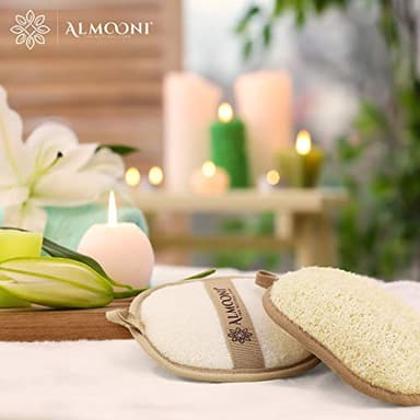 Almooni Natural Loofah Exfoliating Body Scrubber, Made with Natural Egyptian Shower Loofah Sponge, Bath Shower Loofah Sponge for Women and Men, for Face and Body That Gets You Clean - 2 Count (1 Pack) - Image 7