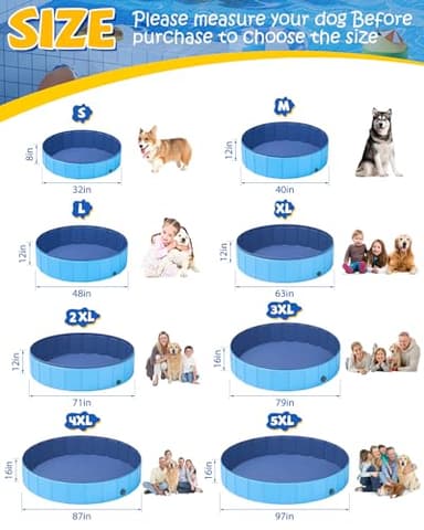 Foldable Dog Pool, YSJILIDE Portable PVC Dog Pet Swimming Pool, Collapsible Plastic Dog Bath for for Large Medium Small Dogs & Kids (71 x 12), Blue - Image 2