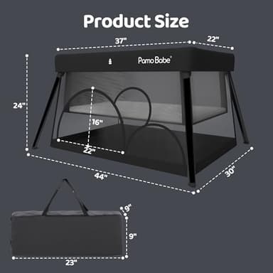 Pamo Babe Travel Crib Lightweight Playpen Baby Playard with Bassinet Portable Mini Playard - Image 4
