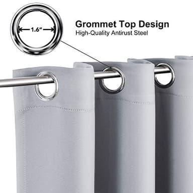 ChrisDowa Grommet Blackout Curtains for Bedroom and Living Room - 2 Panels Set Thermal Insulated Room Darkening Curtains (Light Grey, 52 x 63 Inch) - Image 2