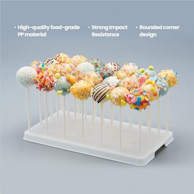 28 Holes Cake Pop Stand for Cake Pops, Lollipop Hold Stand, Cake Pop Display Holder, Candy Pop Holder with 100 Pcs Cake Pop Sticks, 100 Pcs Cake Pop Bags, 100 Pcs Gold Twist Ties(White) - Image 3