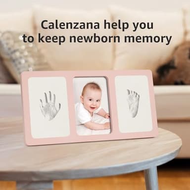 Calenzana Pink Baby Hand and Footprint Kit, 4x6 Baby Keepsake Nursery Picture Frame Handprint Kit, Gifts for Newborn Girls Boys New Mom - Image 4
