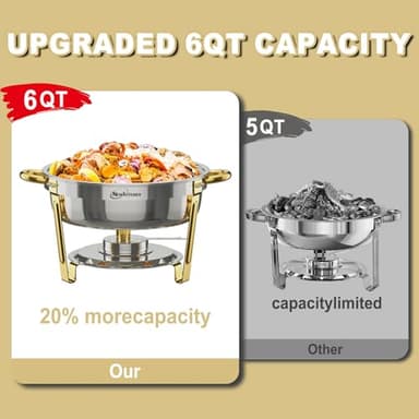 Chafing Dishes for Buffet 4 Pack, 6QT Round Chafing Dishes for Buffet [Elegant Gold and Silver Colors] Stainless Steel Chafing Dish Buffet Set for Any Party - Image 2