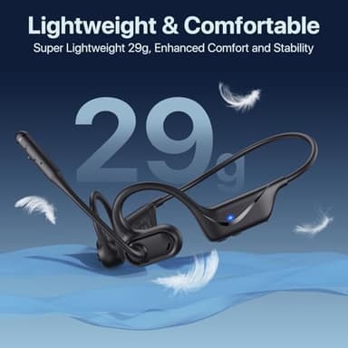 CPTEA Bluetooth Headset with Microphone, Open Ear Headphones, Dual Connect Bluetooth 5.4 Headphones with Noise Cancelling & Mute, Wireless Headset with Mic for Work, Mobile, Tablets, Laptops - Black - Image 6