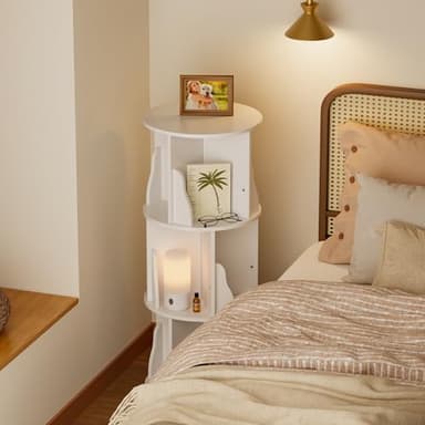 YESHOMY Rotating Bookcase,4 Tier Round Bookshelf Tower, 360 Spinning Book Shelf Storage Round,for Small Space,Bedroom,Living Room,Study Room, Medium, White Milk - Image 5