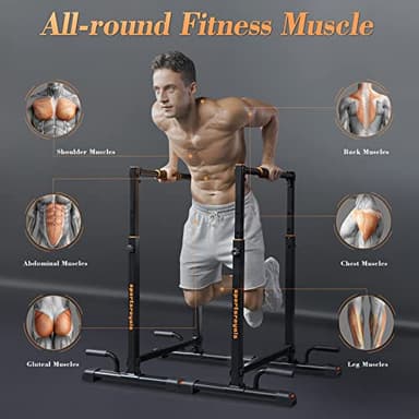 Sportsroyals Adjustable Dip Bar Station, Heavy Duty Parallette & Parallel Bars, 400LBS Stable Dip Stands for Home Gym, Calisthenics & Upper Body Workout Equipment - Image 8