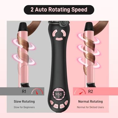 Rotating Curling Iron - 1 Inch Automatic Curling Iron for Long-Lasting Curls Waves, 2 Speed Rotating CurlingWand 20 Temperature 250°- 450°F, Self CurlingIrons Long Barrel Dual Voltage - Image 3