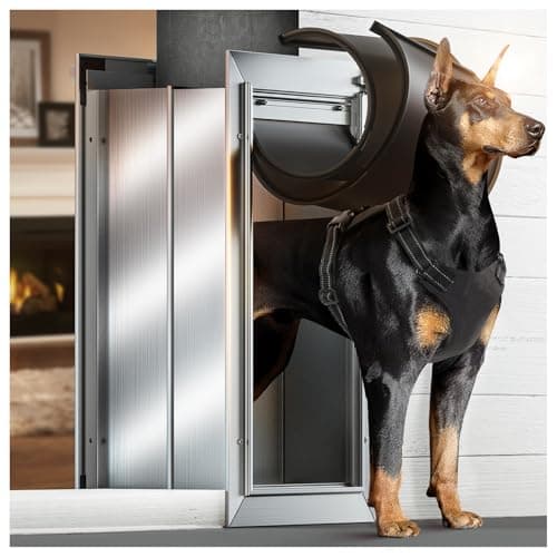 VOSOIR Dog Door for Wall, Large Doggie Door, Heavy Duty Pet Door with All Aluminum, 2 Magnetic Flaps, Wide Telescoping Tunnel, Sliding Lock Panel Doggy Door for Exterior Wall (Pets Up to 110 LB) - Image 1