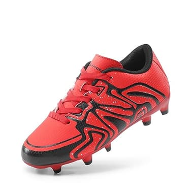 DREAM PAIRS Boys Girls Soccer Cleats Youth Firm Groud Baseball Cleats Sport Athletic Outdoor Trainning Football Shoes for Little/Big Kid,Size 10 Toddler,Red/Black/Silver,160472-K - Image 1