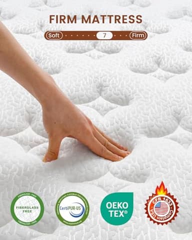 BedStory Firm King Mattress for Couples - 14 Inch Hybrid Mattress with Quiet Motion Isolation, Extra Spinal Support and Back Pain Relief - 800+ Pocket Springs, CertiPUR-US Certified - Image 4