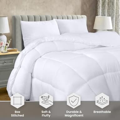 Utopia Bedding Comforter Duvet Insert, Quilted Comforter with Corner Tabs, Box Stitched Down Alternative Comforters Queen Size (White) - Image 3