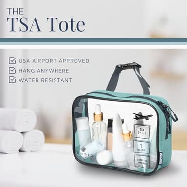Toiletry Bag Kit Set: Hanging Travel Toiletry Bag + 311 TSA Cosmetic Liquid Bag + Ultralight Accessory Organizer Pouch (Dusty Teal) - Image 5
