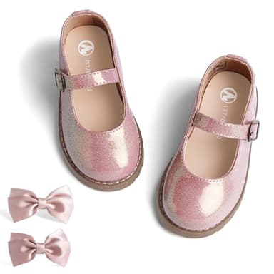 shoeslocker Toddler Girl Dress Shoes Little/Big Girl Mary Jane Shoes Wedding Party Girls Princess Flat Shoe Pink Size 12 - Image 1