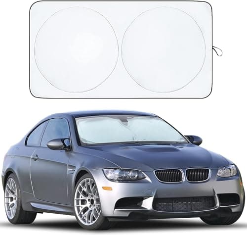 EcoNour Patented Design Car Windshield Sun Shade | Blocks 99% Heat & Keeps Interior Cool | Fits Cars, SUVs, Trucks | Automotive Sun Screen, Visor & Car Accessories for Summer | Medium (64x32 Inches) - Image 1