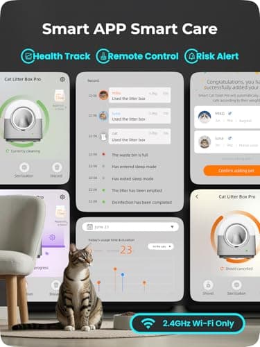 ABRCT Self-Cleaning Litter Box Automatic Electronic Hands-Free Smart Robot self Cleaning Litter Box - Large 60L Capacity, Safe Anti-Pinch,with Deodorizer and Liner,for Multiple Cats (Grey Pro) - Image 4