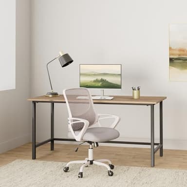 Office Chair, Ergonomic Home Desk Chair Mid Back Mesh Chair Rolling Swivel Computer Chair with Lumbar Support (Office Chair, Light Grey) - Image 2