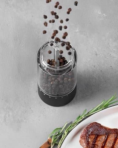 FORLIM 2-Speed ​​Electric Salt And Pepper Grinder Set, External Rotation To Adjust Coarseness, Rechargeable Aluminum Alloy Pepper Mill With Base, One-Button Automatic Grinding, Washable Container - Image 2