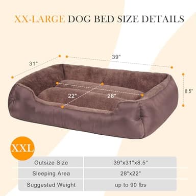 Dog Bed for Large Dogs, Rectangle Washable Orthopedic Pet Bed, Soft Sleeping Puppy Bed, Durable Dog Sofa with Anti-Slip Bottom - Image 2