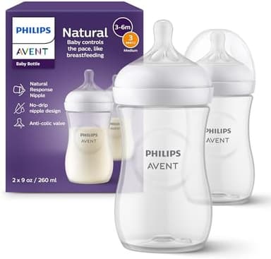 Philips Avent Natural Baby Bottles with Natural Response Nipples (Medium Flow, Flow 3), 9oz, 2-Pack, SCY903/02 - Image 3