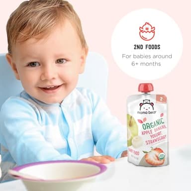 Amazon Brand - Mama Bear Organic Baby Food, Stage 2, Apple, Banana, Yogurt, Strawberry, 4 ounce (Pack of 12) - Image 6