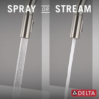Delta Nicoli Brushed Nickel Kitchen Faucet with Pull Down Sprayer, Modern Single Hole Kitchen Sink Faucet, Single Handle, Stainless Steel 19867LF-SS - Image 5