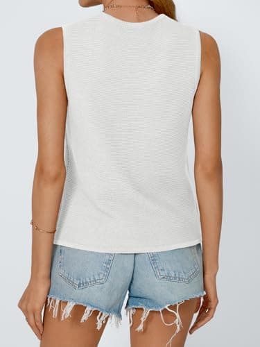 LILLUSORY Womens Crochet Tops Ladies Summer Vacation Outfits Beach Fashion Tank Y2K 2025 Cute Clothes Tie Front Sweater Vest White M - Image 4