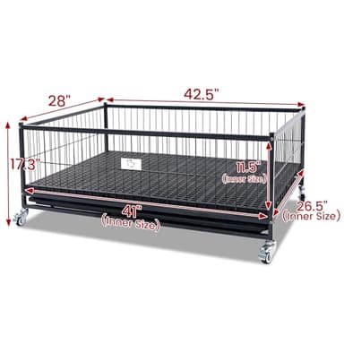 Homey Pet Whelping Box for Dogs and Puppies, 43 inch Stackable Heavy Duty Metal Wire Dog Crate Cage Kennel with Wheels for Large Medium Small Sized Dogs - Image 7