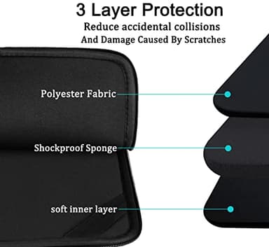 Laptop Case Sleeve 15.6 inch, Durable Shockproof Protective Computer Carrying Cover with Front Pocket, Briefcase Handbags Laptop Sleeve Bag for 15.6 inch HP, Dell, Acer, Asus, Notebook, Black - Image 4