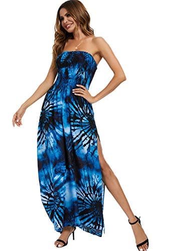 Women's Summer Casual Floral Printed Bohemian Strapless Maxi Boho Beach Dresses (XL, Bandhnu) - Image 8