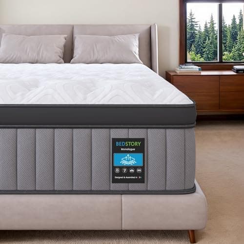 BedStory Firm Queen Mattress 12 Inch - Deep Sleep Hybrid Mattresses Pain Relief - 7-Zone Contouring Spring Bed in a Box, Extra Lumbar Support - 365-Night Trial, Fiberglass-Free, CertiPUR-US Certified - Image 1