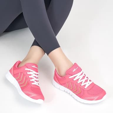 DUOYANGJIASHA Sneakers for Women Running Shoes: Slip On Casual Walking Shoes Non Slip Comfortable Fashion Tennis Shoes Mesh Lightweight Sneaker for Work Rose Red - Image 4