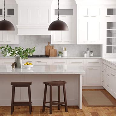 Amazon Basics Solid Wood Saddle-Seat Kitchen Counter Barstool with Footrest, Easy Assembly - 24-Inch Height - Walnut - Set of 2 - Image 2