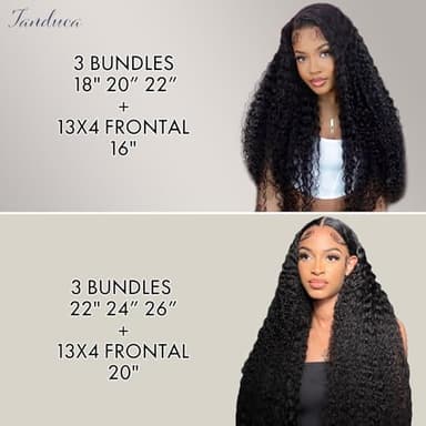 Human Hair Bundles Deep Wave Bundles Human Hair with Frontal Closure (22 24 26+20, Free Part) 16A Wet and Wavy Burmese Curly 3 Bundle with 13x4 HD Lace Frontal 100% Raw Hair Extensions - Image 6