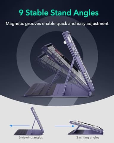 ESR for iPad Air 11 Inch Case M3/M2 (2025/2024), iPad Air 5th/4th Gen Case (2022/2020) 10.9 Inch, Removable Magnetic Cover, Adjustable Portrait/Landscape Stand, 9 Standing Angles, Purple - Image 8