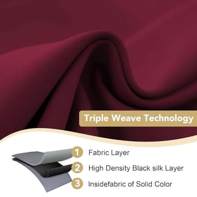 H.VERSAILTEX Premium Blackout Curtains for Bedroom Thermal Insulated Room Darkening Curtains Bedroom Curtains for Christmas Home Decoration - Grommet Top (2 Panels,Burgundy, 52 by 84 - Inch) - Image 3