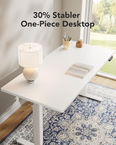 HUANUO Electric Standing Desk, 40" x 24" Whole Piece Desktop, Adjustable Height Computer Desk, 4 Height Memory Settings, Sit Stand Up Desk for Home Office, White - Image 4
