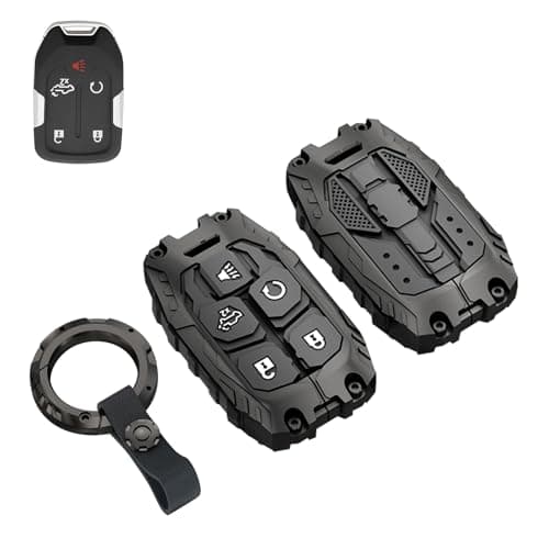 Heavy Key Fob Cover Case Protector for GMC, Keychain, Accessories for 2023 2022 2021 2020 2019 GMC Sierra, Chevy Silverado 1500 2500HD 3500HD (Type-B 5 Buttons) - Image 1