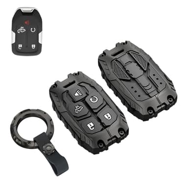 Heavy Key Fob Cover Case Protector for GMC, Keychain, Accessories for 2023 2022 2021 2020 2019 GMC Sierra, Chevy Silverado 1500 2500HD 3500HD (Type-B 5 Buttons) - Image 1