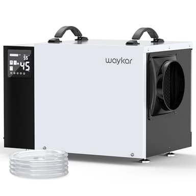 Waykar 125 Pint Crawl Space Dehumidifier with Pump and Drain Hose for commercial, Basements, and Water Damage Unit for Spaces up to 6500 Square Feet, Smart Humidity Control - 5-Year Quality Coverage - Image 1