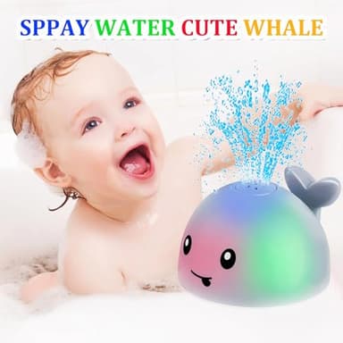 Bath Toys for Kids Ages 1-3 - 1 2 3 Year Boys Girls Gifts | Christmas Stocking Stuffers 6-12-18 Months | Light Up Whale Bath Toy Sprinkler Toddler Bathtub Pool Water Table Toys - Image 3