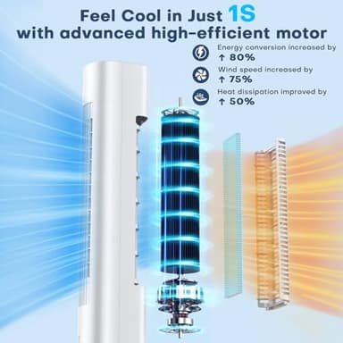 MYICY Evaporative Air Cooler, 35" Windowless Air Conditioner Portable w/3 Speeds, 25ft Remote, Smart Timer & Water Tank, Portable Air Conditioners No Windows Needed, 90°Oscillating AC Unit for Room - Image 6