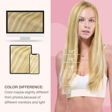GOO GOO Sew in Hair Extensions Real Human Hair, Weft Hair Extensions Human Hair, 18D/22F Dirty Blonde Highlights 22inch 110g, Weft Bundles Straight Silky Remy Hair - Image 7