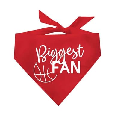 Biggest Fan Dog Bandana | 100% Cotton Adjustable Triangle | Made in USA | Basketball | Sports | Biggest Fan | Game Day | Red, One Size (541) - Image 1