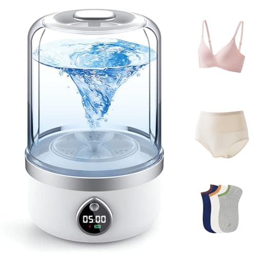 Ghegicu Portable Washing Machine, 1.5L Underwear Washer Rechargeable Cordless Makeup Sponges Cleaner Deep Clean Socks, Underwear, Baby Clothes, Washing Machine for Apartment, Dorm, Camping(White)
